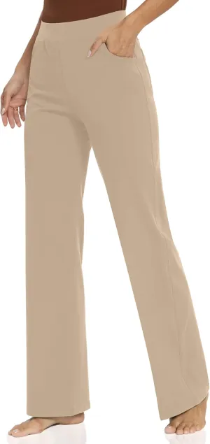 Wide Leg Yoga Pants Women with Pockets, High Waisted Casual Lounge Dress Pants Petite/Regular/Tall