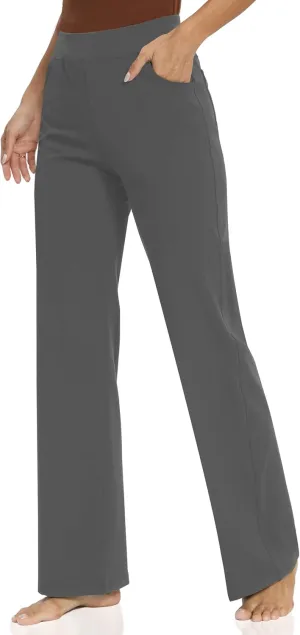 Wide Leg Yoga Pants Women with Pockets, High Waisted Casual Lounge Dress Pants Petite/Regular/Tall