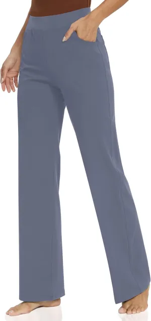 Wide Leg Yoga Pants Women with Pockets, High Waisted Casual Lounge Dress Pants Petite/Regular/Tall
