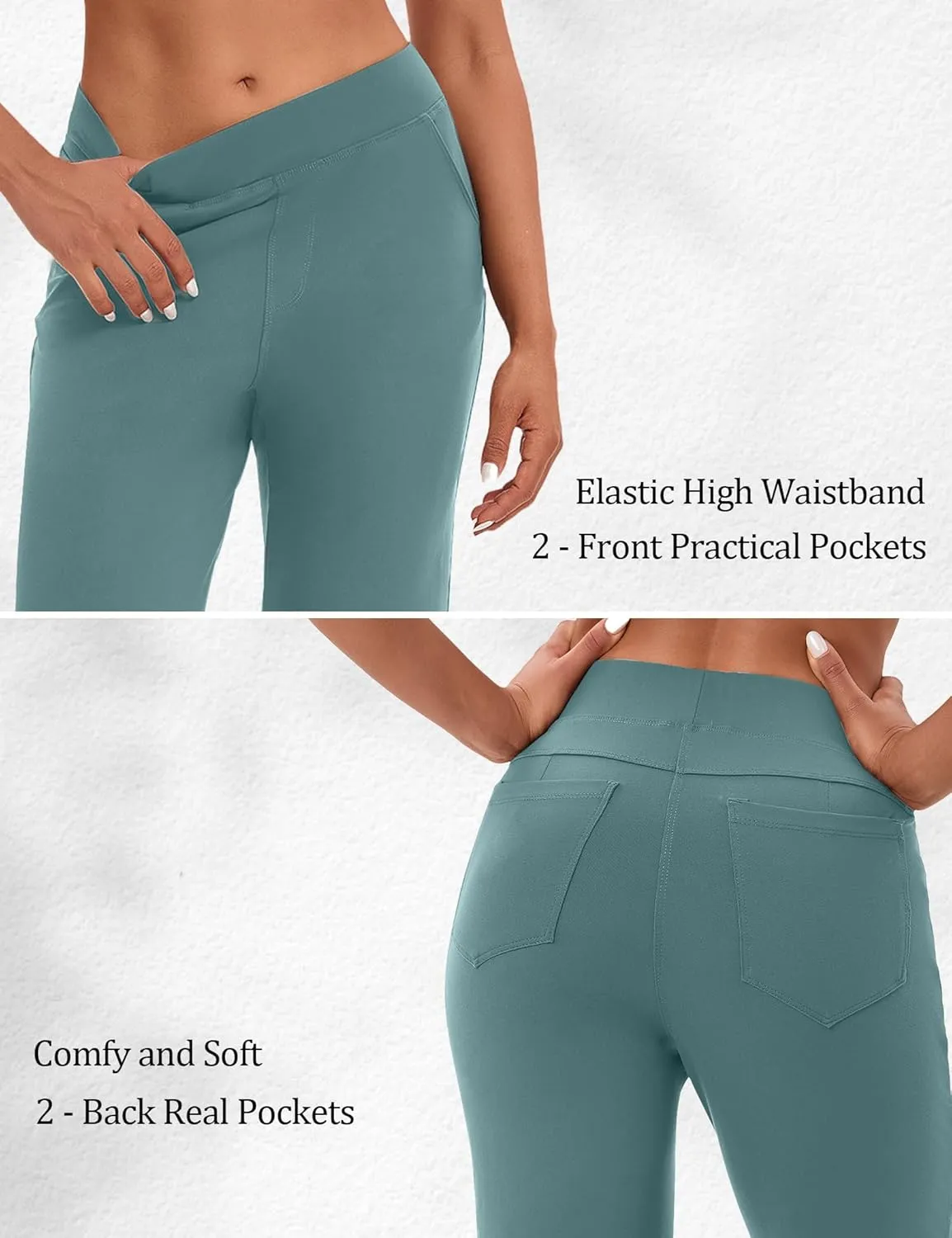 Wide Leg Yoga Pants Women with Pockets, High Waisted Casual Lounge Dress Pants Petite/Regular/Tall