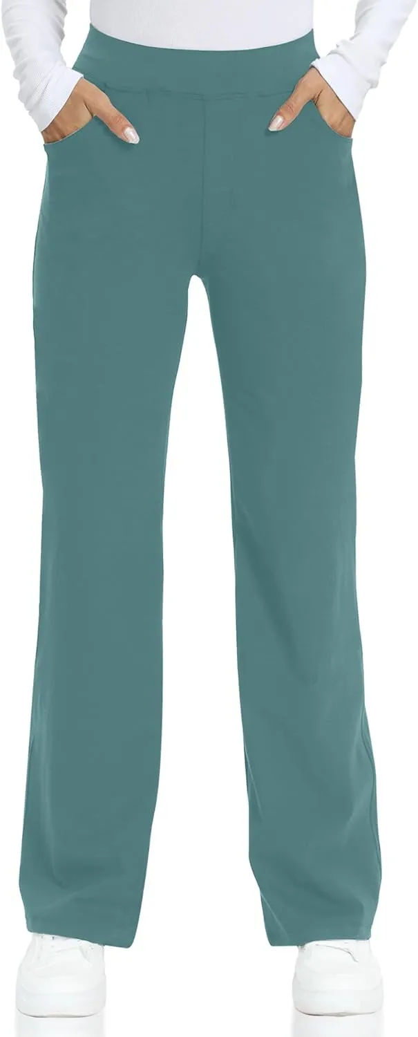 Wide Leg Yoga Pants Women with Pockets, High Waisted Casual Lounge Dress Pants Petite/Regular/Tall