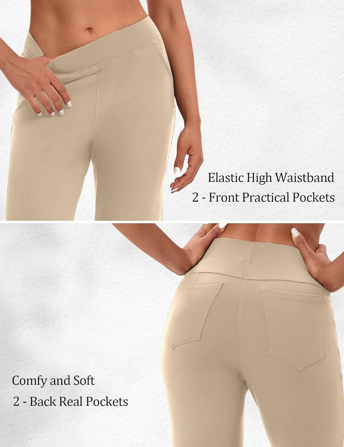 Wide Leg Yoga Pants Women with Pockets, High Waisted Casual Lounge Dress Pants Petite/Regular/Tall