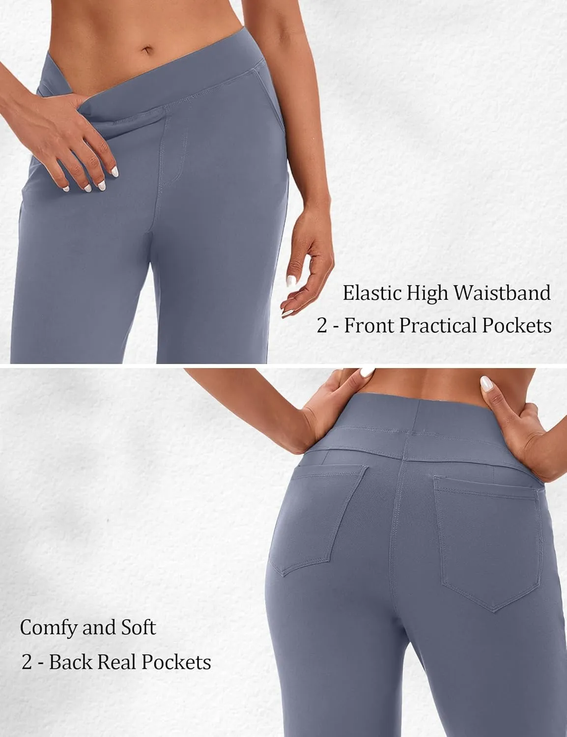 Wide Leg Yoga Pants Women with Pockets, High Waisted Casual Lounge Dress Pants Petite/Regular/Tall