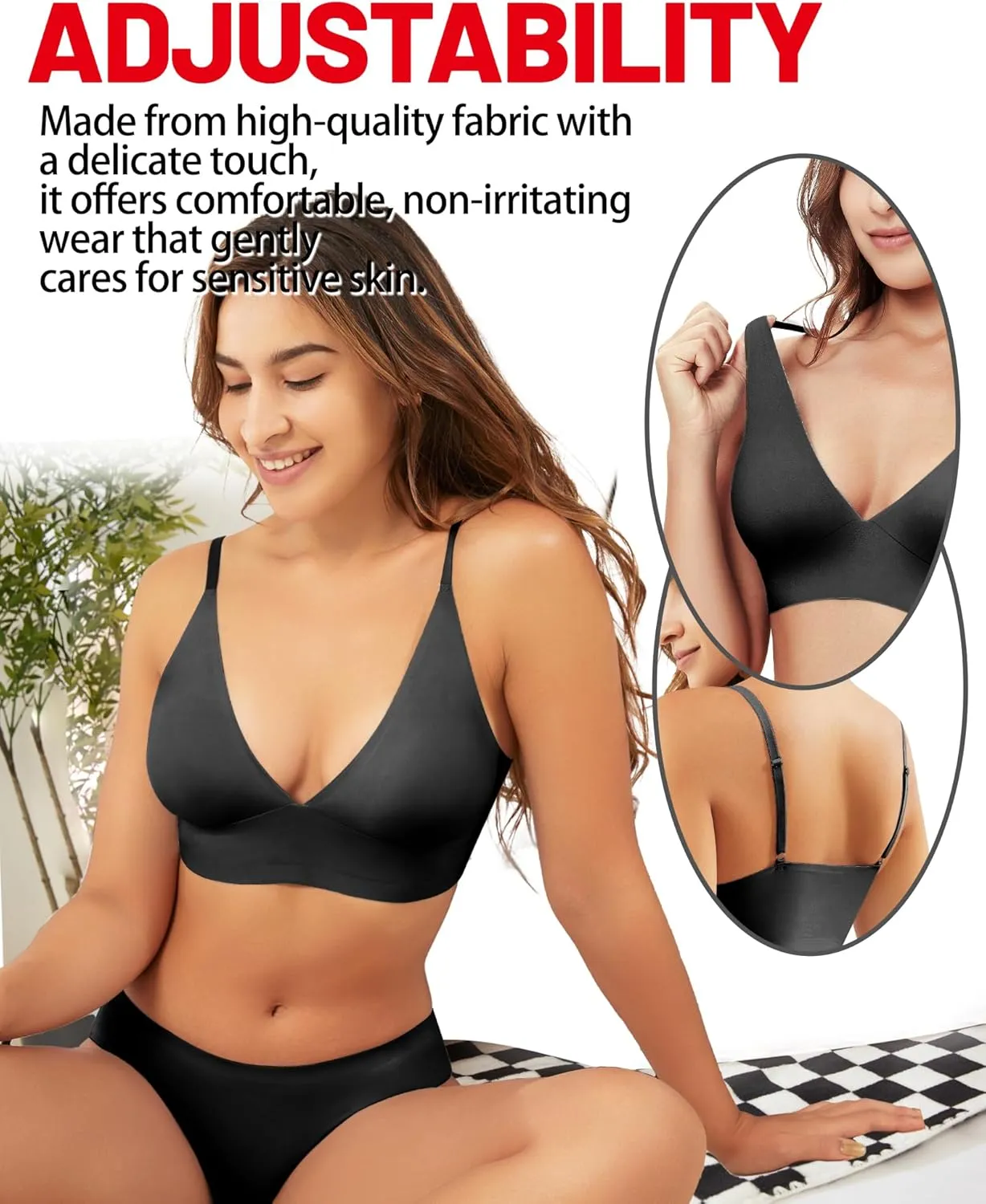 Wireless Bras for Women - Sports Bra Bralettes with Support No Underwire Seamless Workout Tops Cami Crop Tank S-XXL