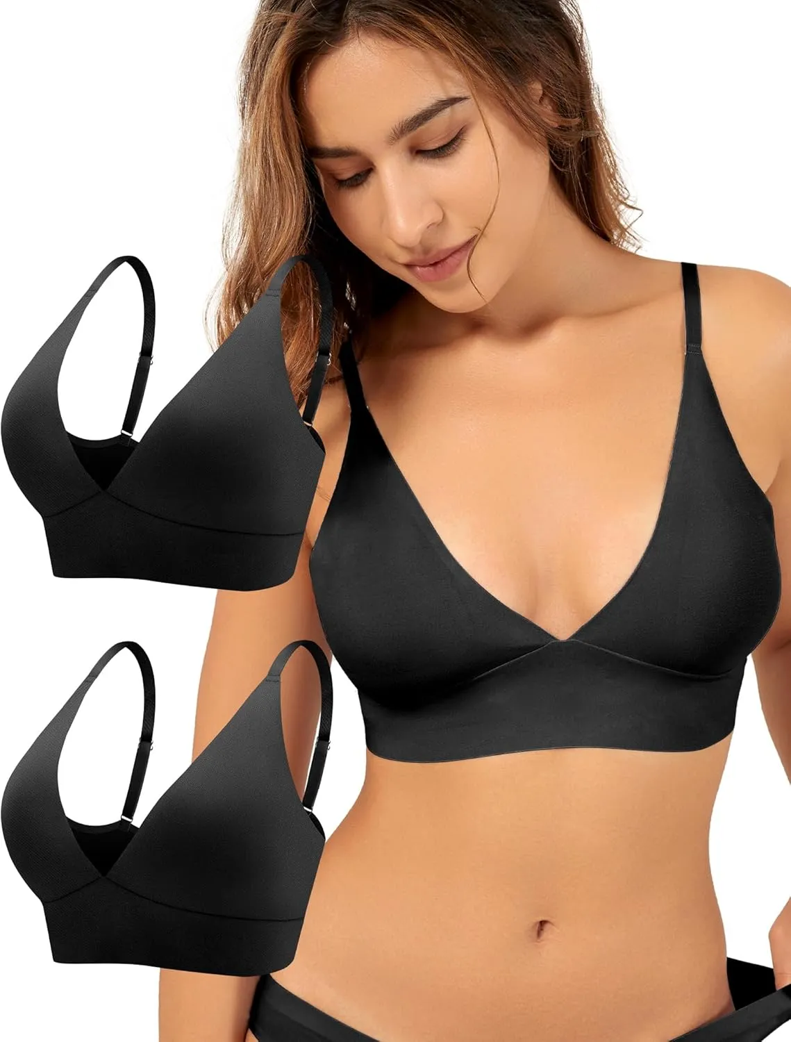 Wireless Bras for Women - Sports Bra Bralettes with Support No Underwire Seamless Workout Tops Cami Crop Tank S-XXL