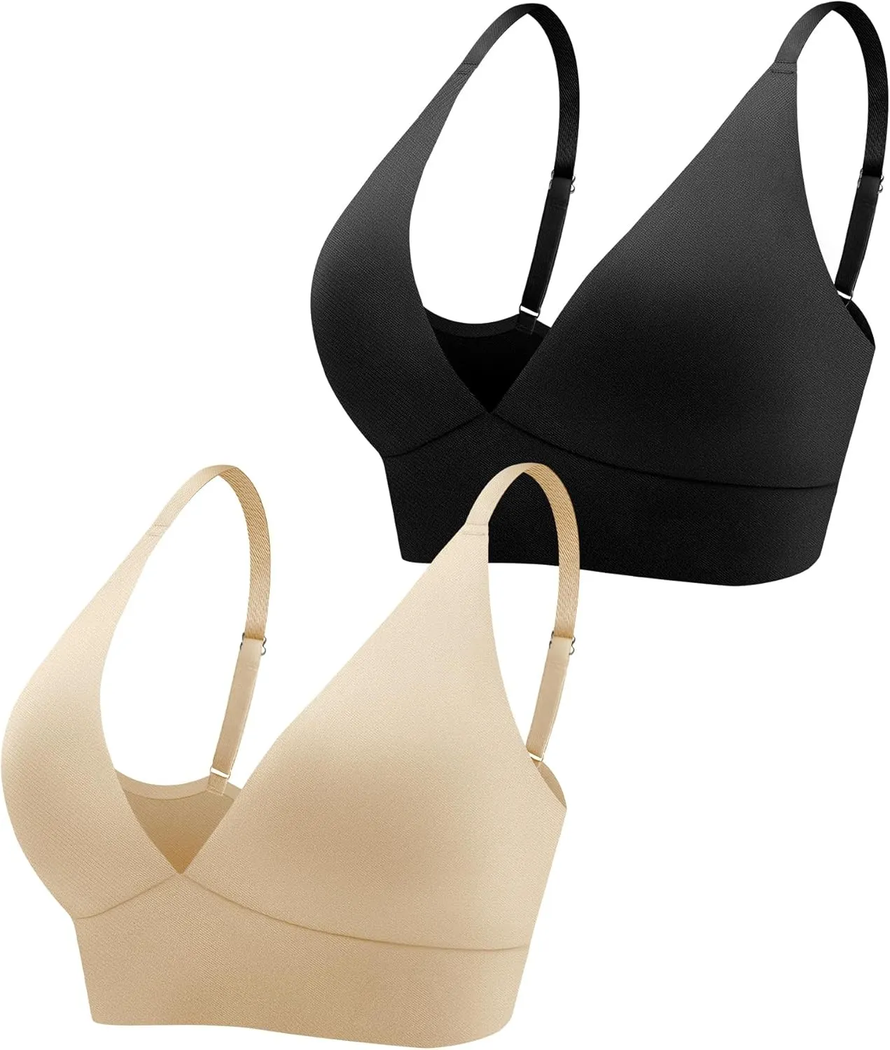 Wireless Bras for Women - Sports Bra Bralettes with Support No Underwire Seamless Workout Tops Cami Crop Tank S-XXL