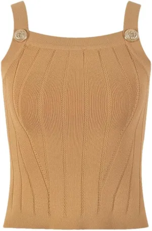 Women Knitted Tops Solid Color Sleeveless Short Lady Camisole
