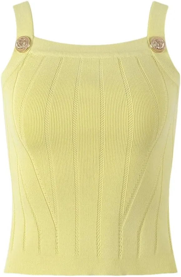 Women Knitted Tops Solid Color Sleeveless Short Lady Camisole