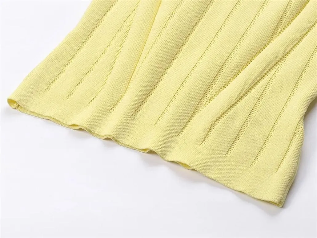 Women Knitted Tops Solid Color Sleeveless Short Lady Camisole
