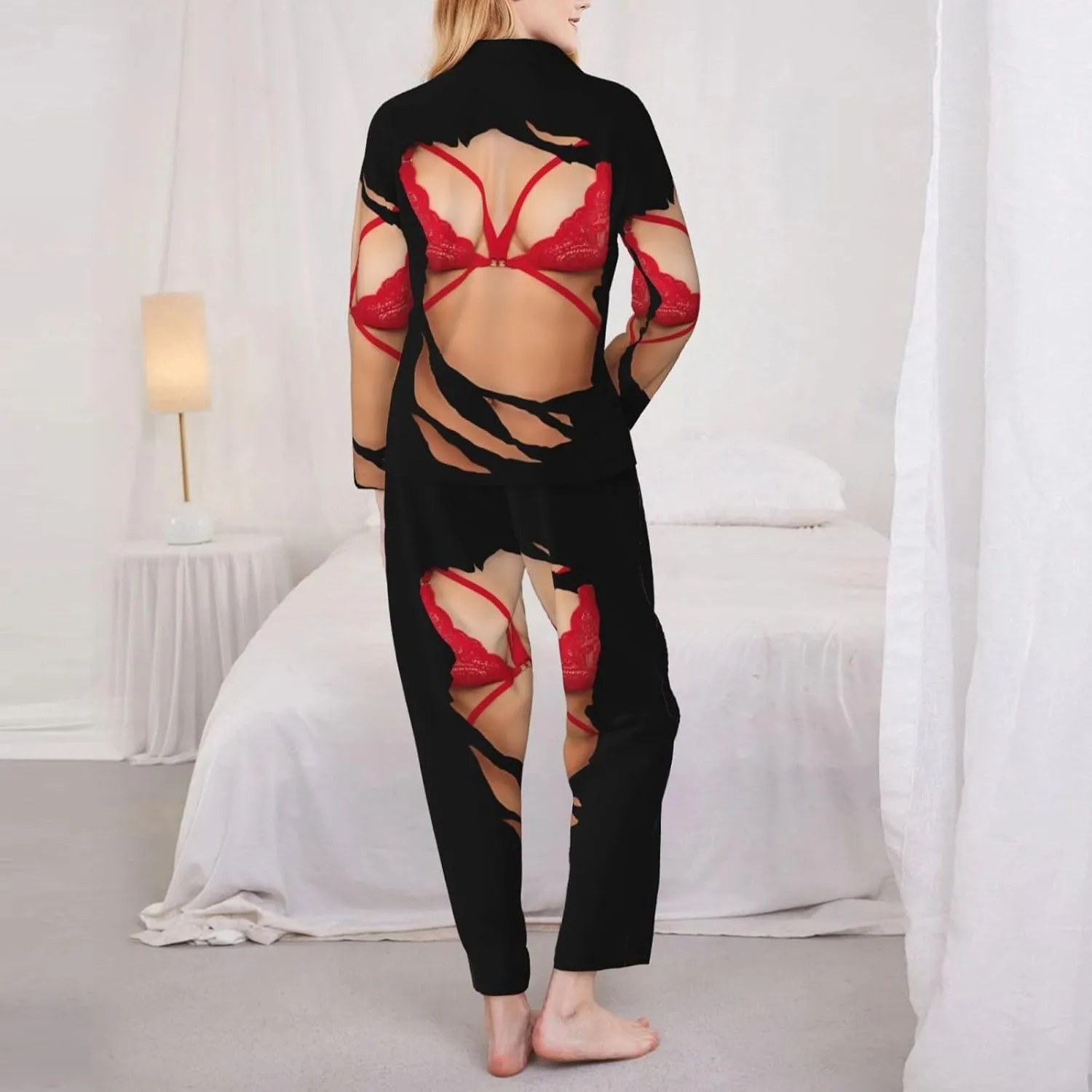 Women Pajama Set Long Sleeve Shirt And Long Pants Lounge Pjs Sets Button Down Sleepwear Outfits Loungewear With Pocket
