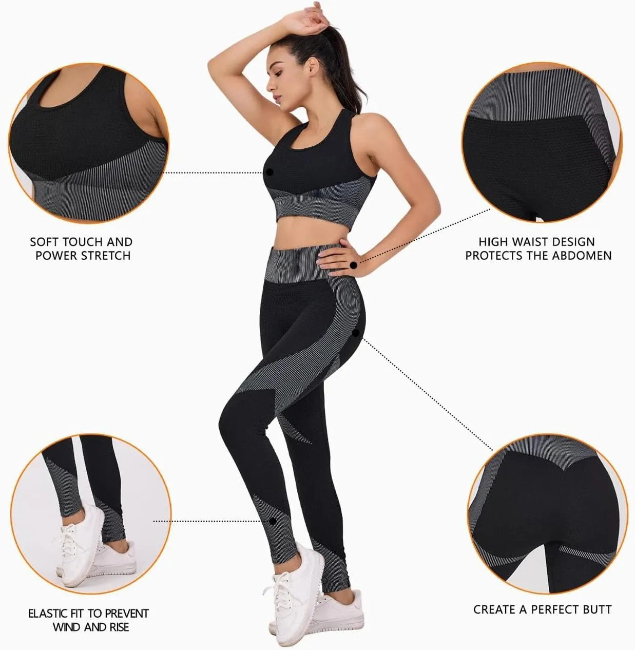 Women's 3-Piece Seamless Workout Set  High-Waist Leggings, Sports Bra & Crop Top  Yoga & Fitness Gym Activewear