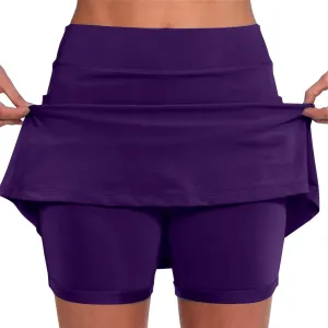 Womens Athletic Skort Tummy Control Skirt with Shorts High Waist Elastic Waist Gym Sport Yoga Tennis Activewear