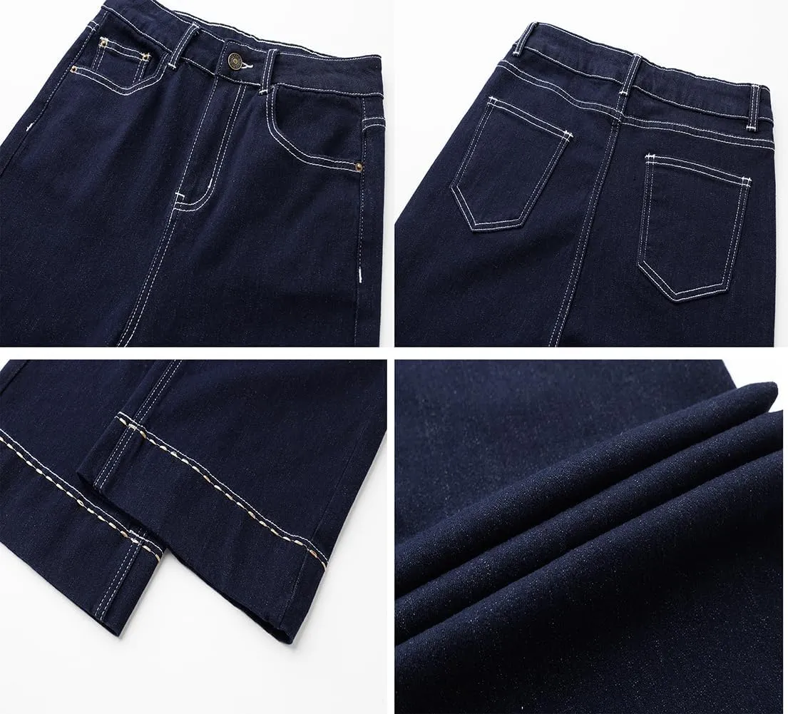 Women's High Waisted Wide Leg Jeans - Stretchy Straight Leg Denim Pants, 2025 Trendy Casual Comfort Fit