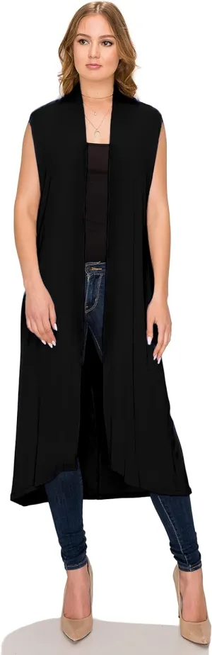 Women's Long Sleeve/Sleeveless Full Length Duster Long Open Cardigan(Sizes: S-5X)