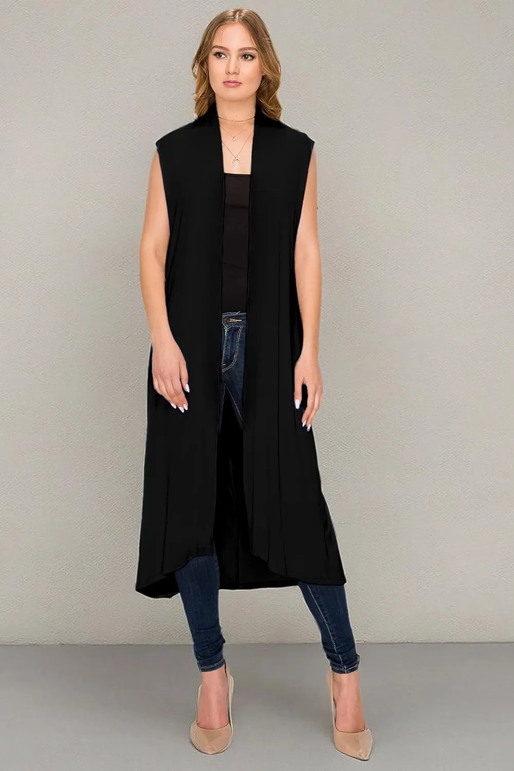 Women's Long Sleeve/Sleeveless Full Length Duster Long Open Cardigan(Sizes: S-5X)