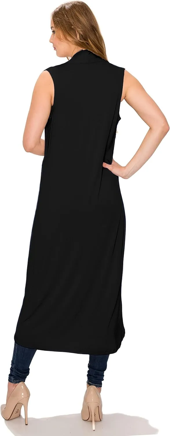 Women's Long Sleeve/Sleeveless Full Length Duster Long Open Cardigan(Sizes: S-5X)