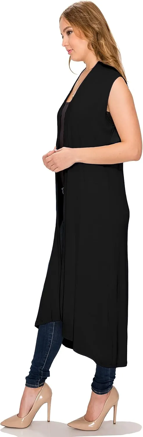 Women's Long Sleeve/Sleeveless Full Length Duster Long Open Cardigan(Sizes: S-5X)