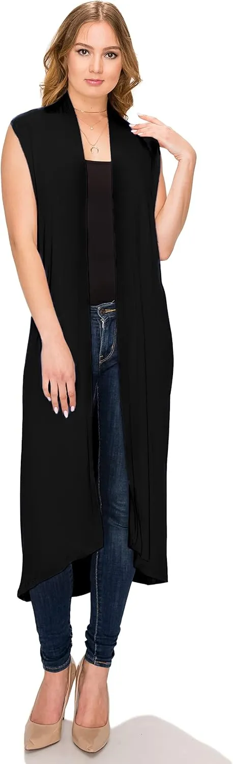 Women's Long Sleeve/Sleeveless Full Length Duster Long Open Cardigan(Sizes: S-5X)