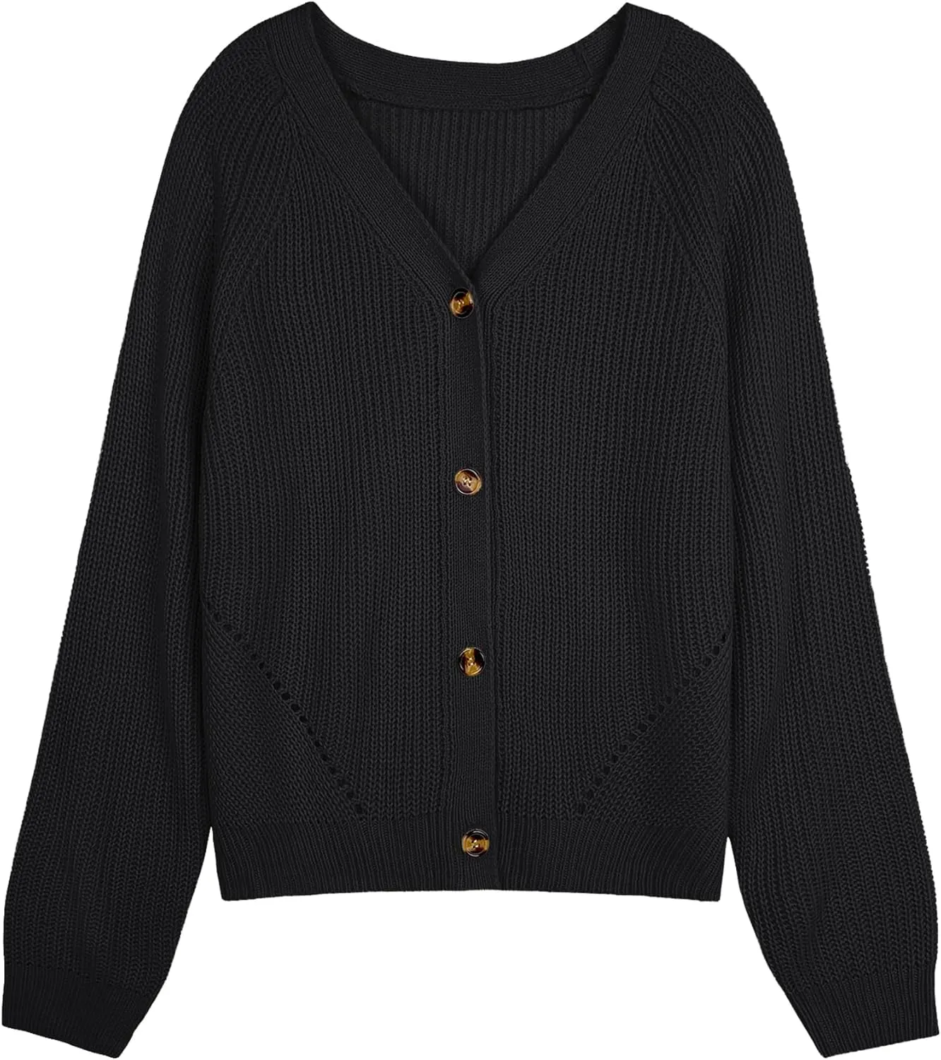 Womens Oversized Cute Chunky Knit Cardigan Fall 2024 Lightweight Sexy Crochet Hollow Out V Neck Button Sweater