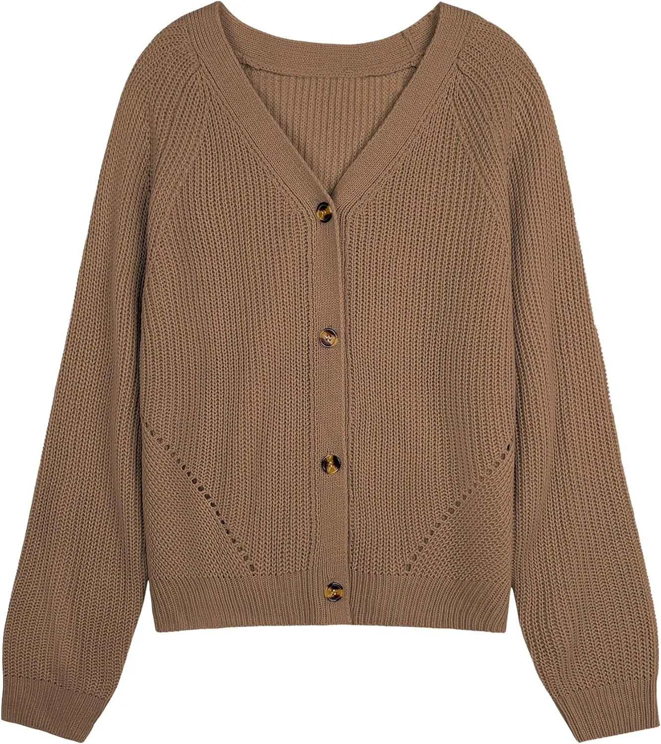Womens Oversized Cute Chunky Knit Cardigan Fall 2024 Lightweight Sexy Crochet Hollow Out V Neck Button Sweater
