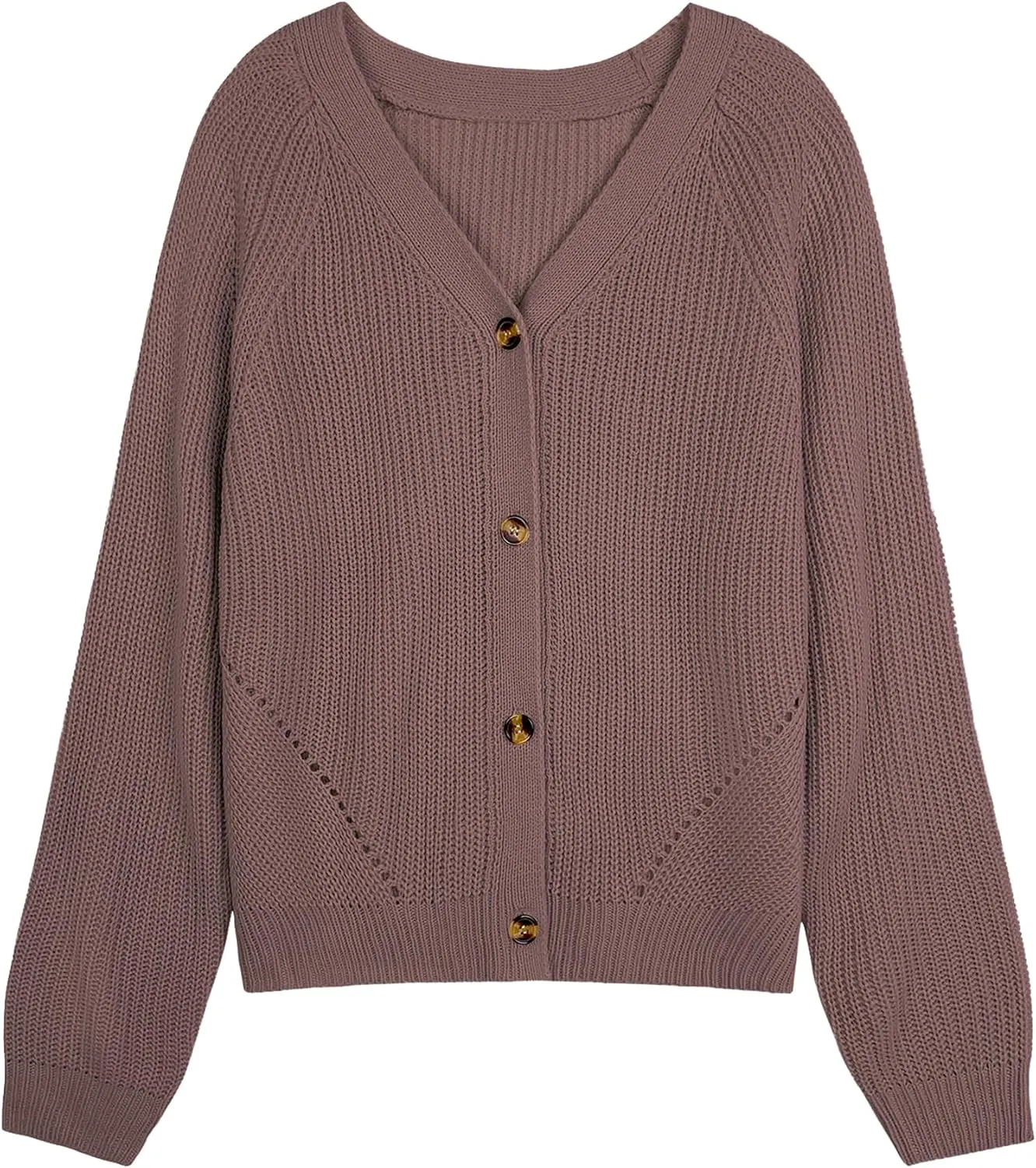Womens Oversized Cute Chunky Knit Cardigan Fall 2024 Lightweight Sexy Crochet Hollow Out V Neck Button Sweater
