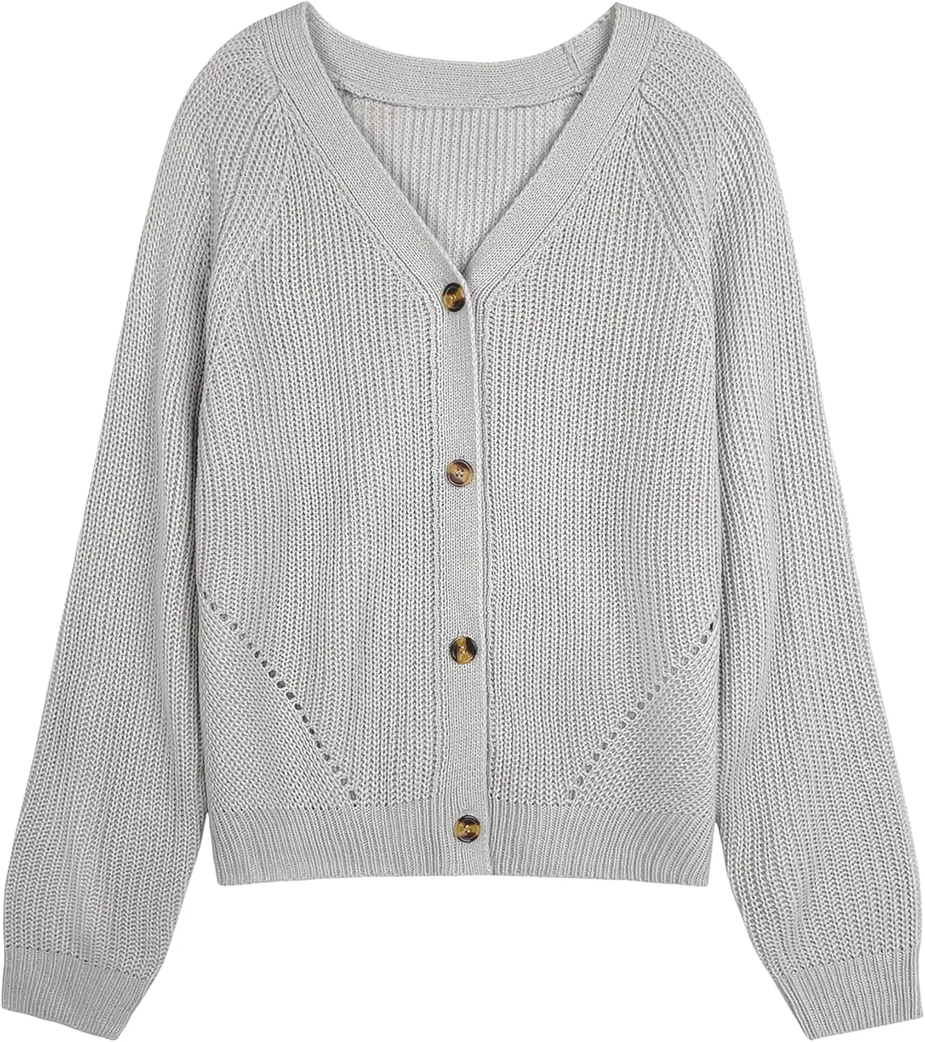 Womens Oversized Cute Chunky Knit Cardigan Fall 2024 Lightweight Sexy Crochet Hollow Out V Neck Button Sweater
