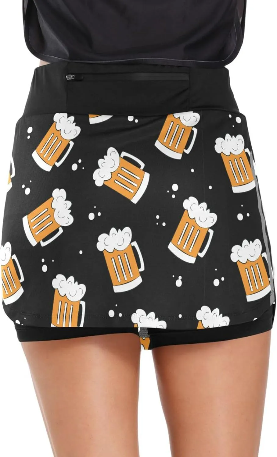 Womens Tennis Skirt Beer Mugs on Black Athletic Golf Skorts Skirts Running Sports Workout Activewear S