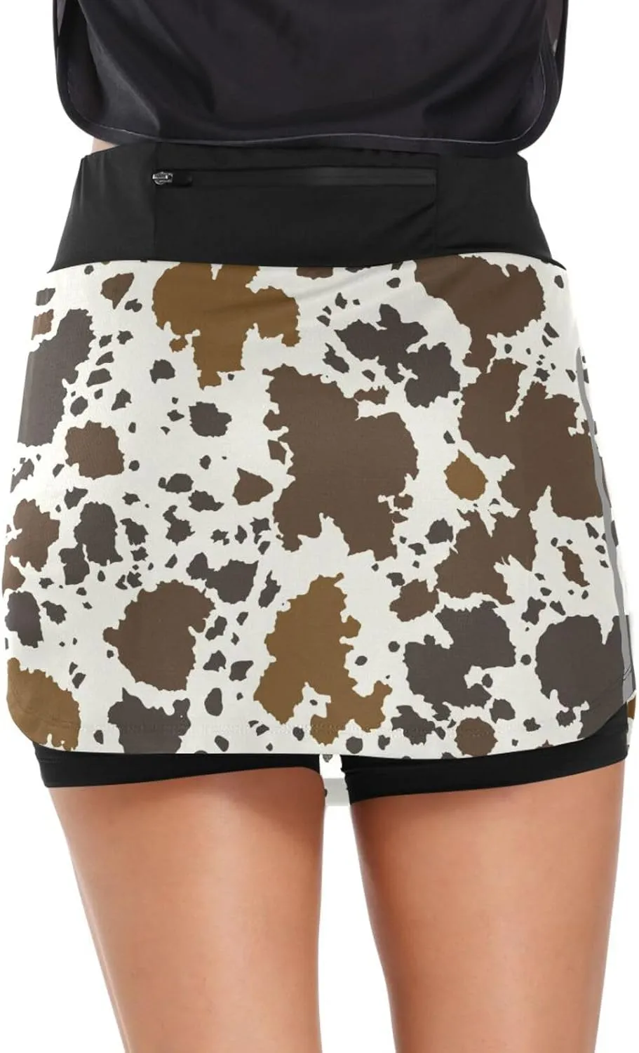 Womens Tennis Skirt Brown Cow Print Athletic Golf Skorts Skirts Running Sports Workout Activewear S