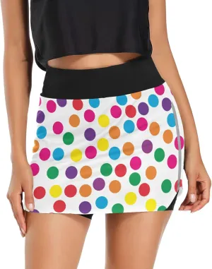 Womens Tennis Skirt Colorful Polka Dots Circles Athletic Golf Skorts Skirts Sports Workout Activewear S