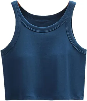 Wvapzxx Ribbed Bra Tank Top For Women Sleeveless Sexy Casual Crop Camisole Singlet Vest