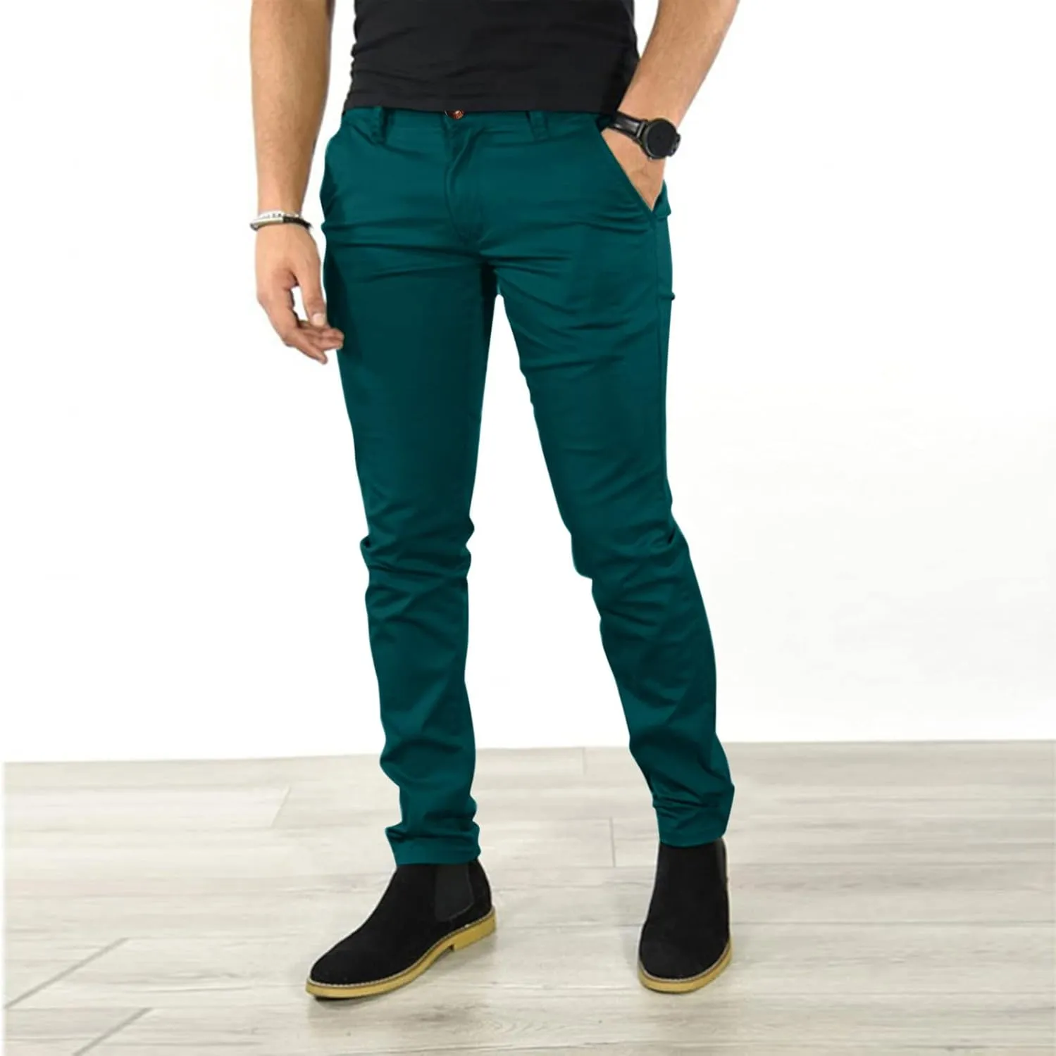 XUETON Men's Casual Office Work Suit Pants Formal Dress Trousers Stretch Flat-Front Chino Golf Pants Slim Fit Tapered Pants