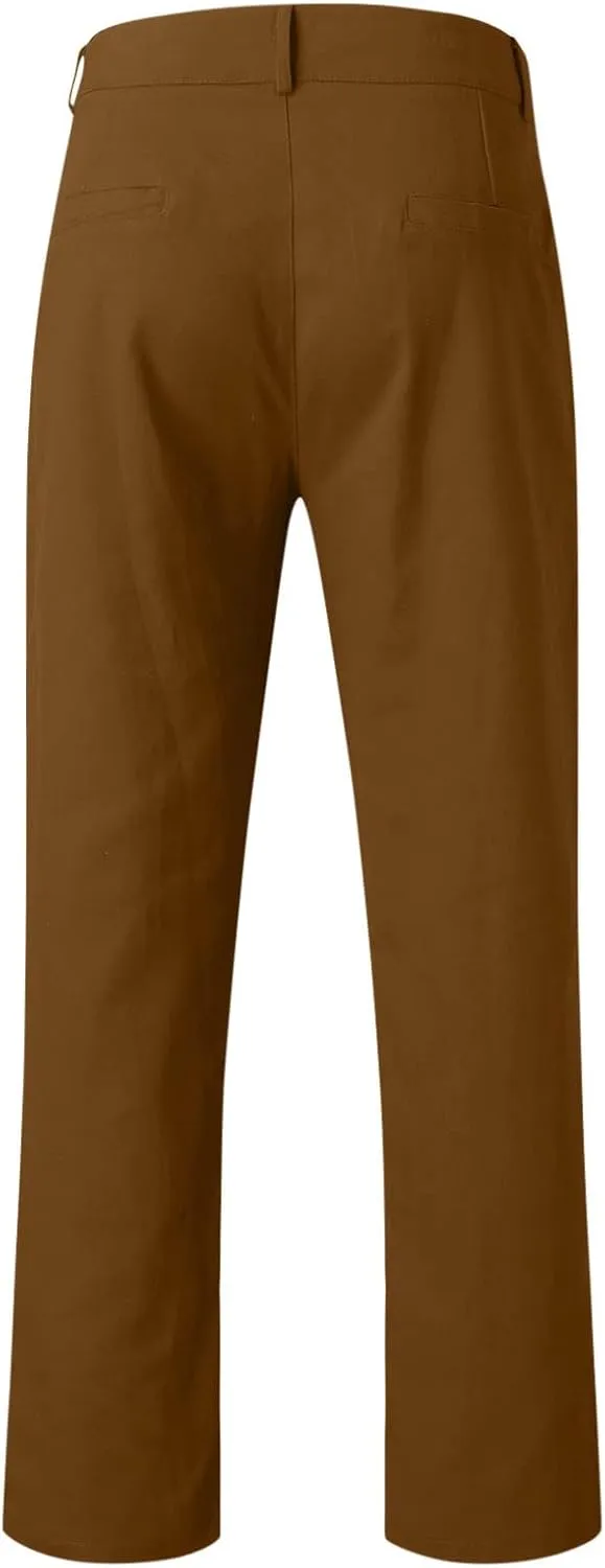 XUETON Men's Casual Office Work Suit Pants Formal Dress Trousers Stretch Flat-Front Chino Golf Pants Slim Fit Tapered Pants