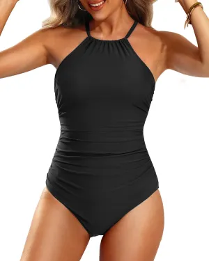 Yonique Women One Piece Swimsuit High Neck Bathing Suit Tummy Control Swimwear