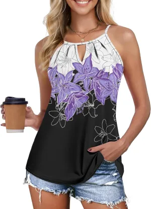 Zeagoo Womens Tank Tops Sleeveless Spaghetti Strap Halter Top Flowy Summer Beach Outfits 2025