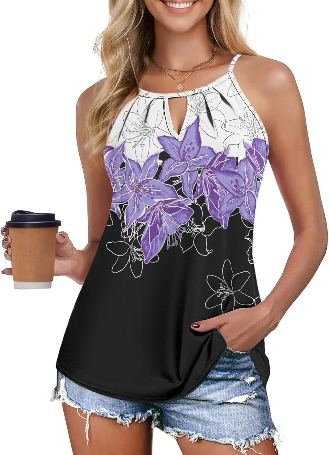 Zeagoo Womens Tank Tops Sleeveless Spaghetti Strap Halter Top Flowy Summer Beach Outfits 2025