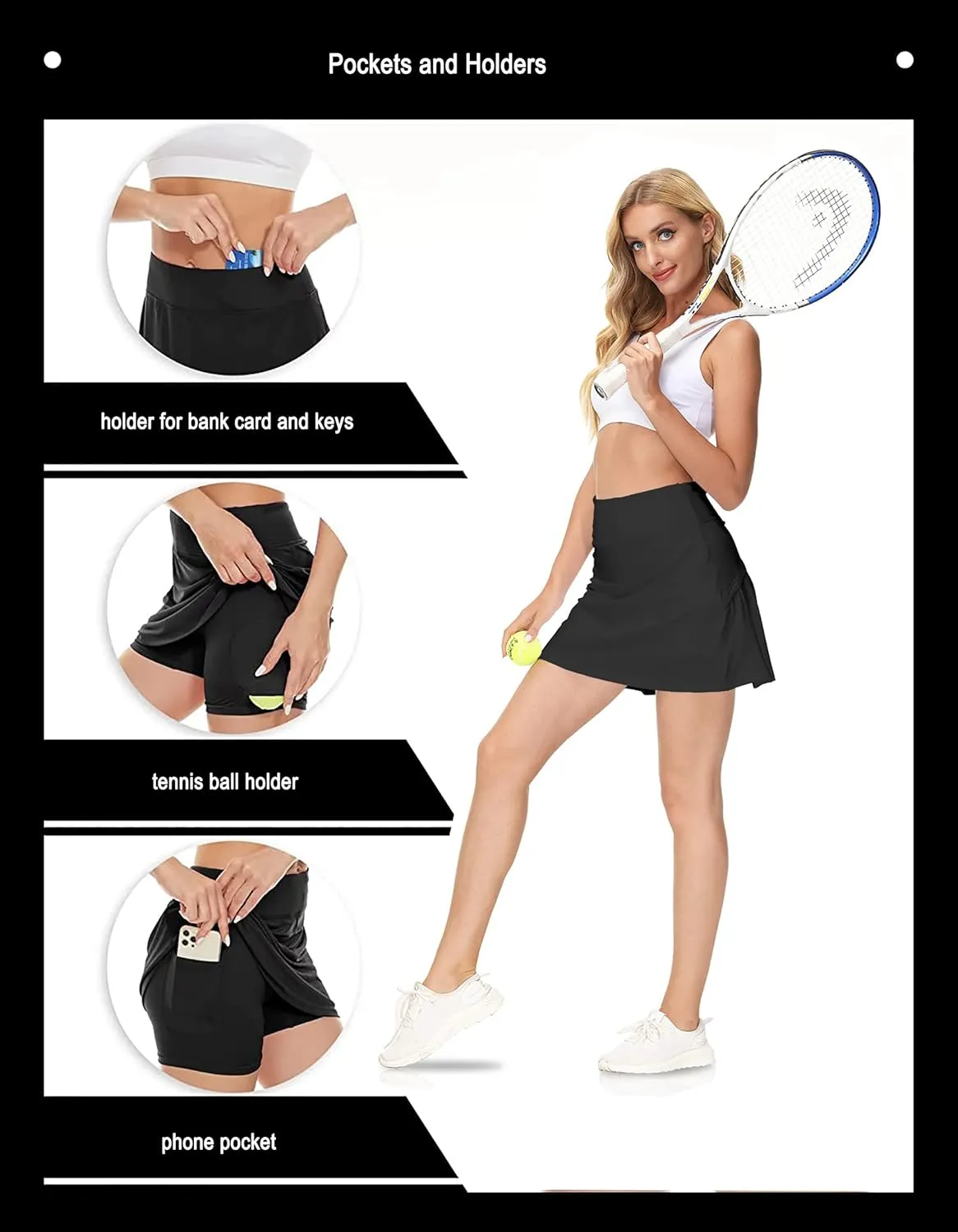 Zingther Women's High-Waist Tennis Skort Also for Pickleball, Badminton and Golf, Girls' Athletic Pleated Skirt